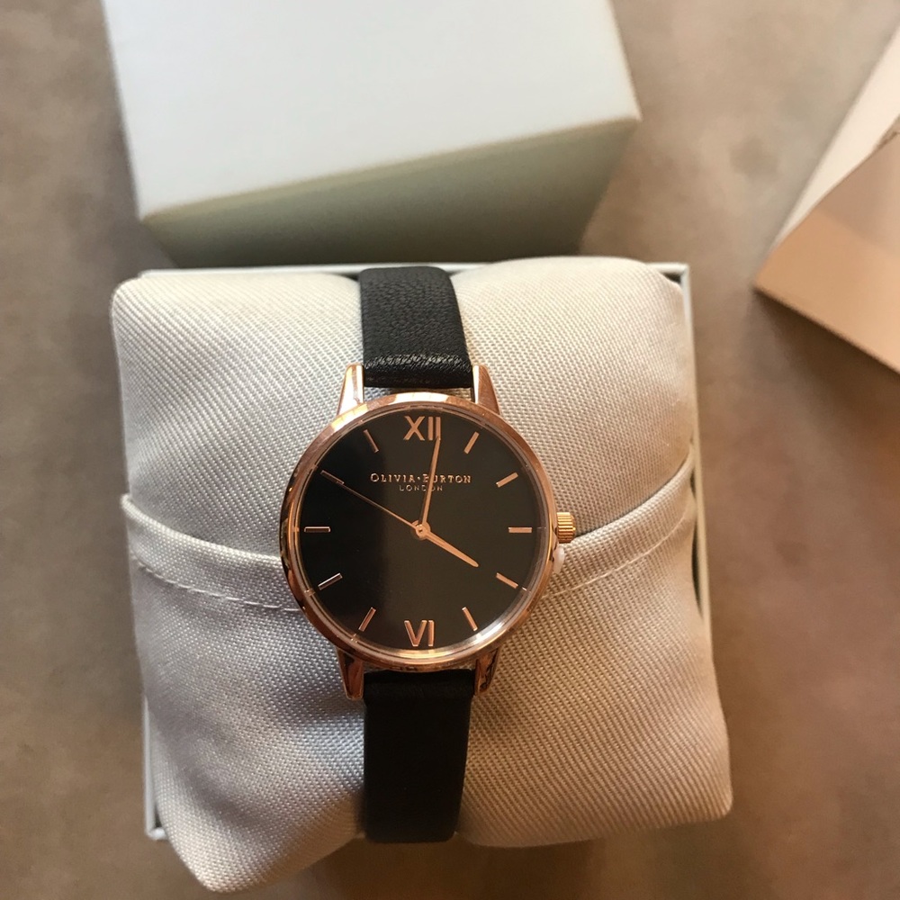 Midi Dial Black & Rose Gold Olivia Burton Watch
